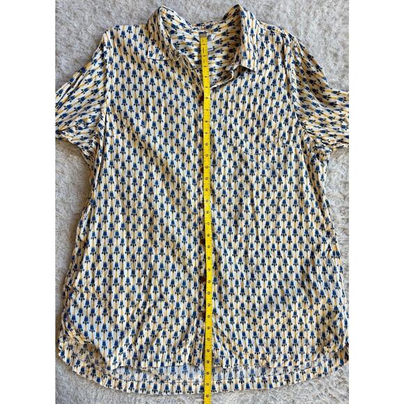 Duluth Trading XL Hemp Cotton Blend Artisan Floral Ikat Button Up Tunic Blouse - Picture 10 of 14